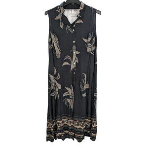 Vintage R & K Original Maxi Dess Women Size 18W Button Up Coastal Tropical 80s